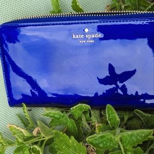 Kate Spade Patent Blue Leather Continental wallet